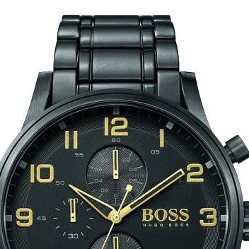 Hugo Boss Aeroliner Black Dial Black Steel Strap Watch for Men - 1513275 Watches Hugo Boss   