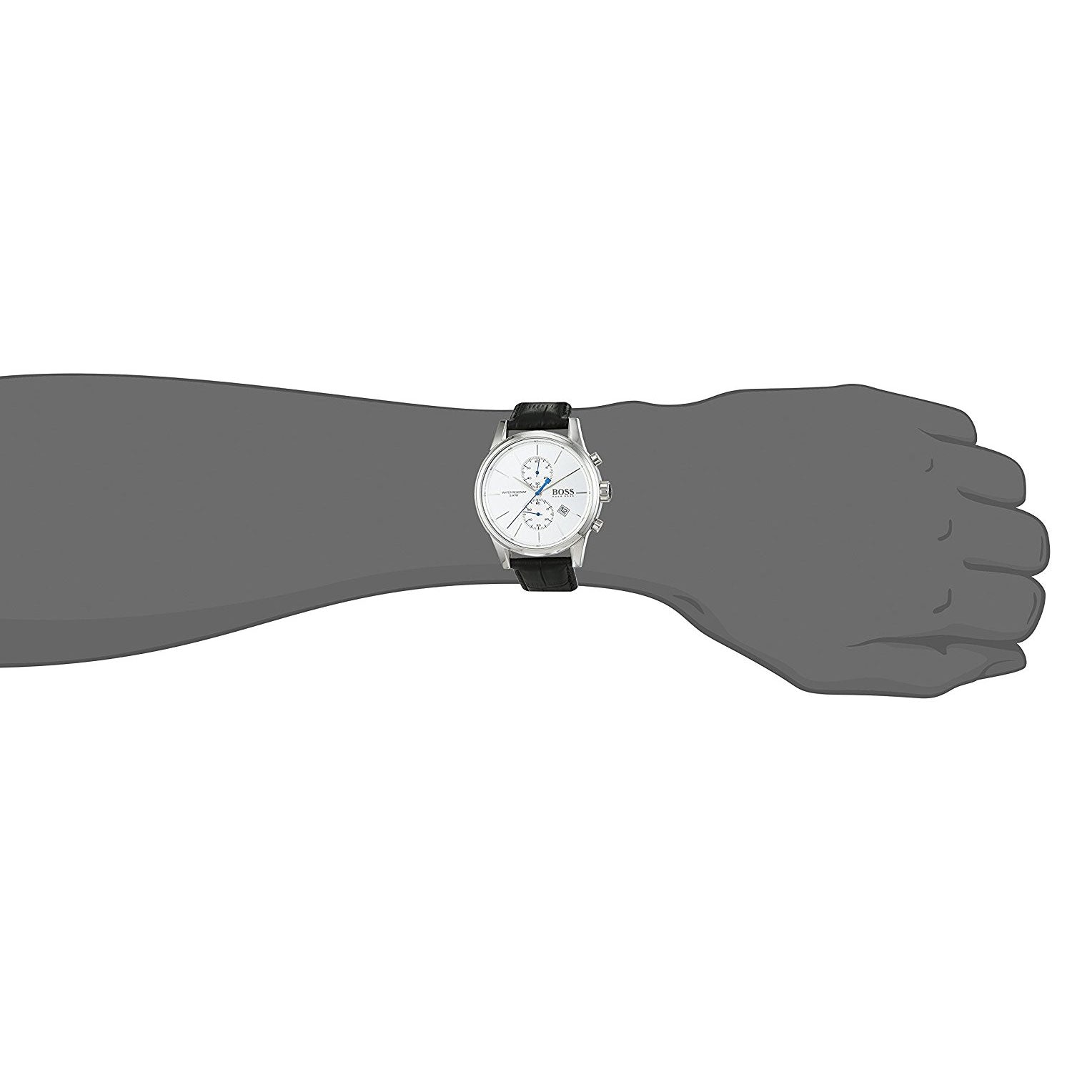 Hugo Boss Jet Silver Dial Black Leather Strap Watch for Men - 1513282 Watches Hugo Boss   