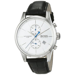 Hugo Boss Jet Silver Dial Black Leather Strap Watch for Men - 1513282 Watches Hugo Boss   