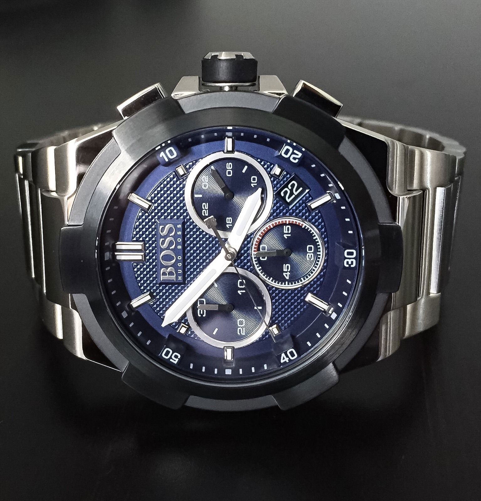 Hugo Boss Supernova Blue Chronograph Dial Silver Steel Strap Watch for Men - 1513360 Watches Hugo Boss   