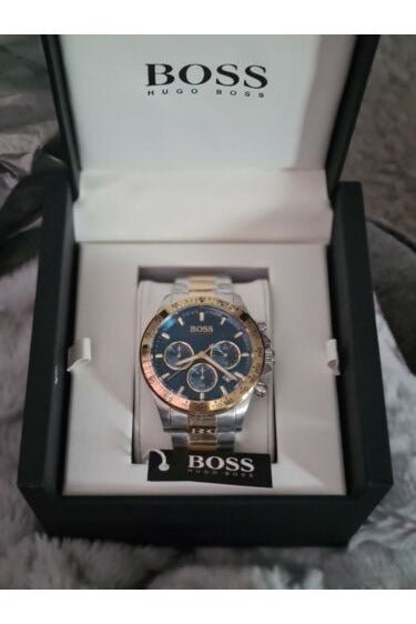 Hugo Boss Hero Blue Dial Two Tone Steel Strap Watch for Men - 1513767 Watches Hugo Boss   