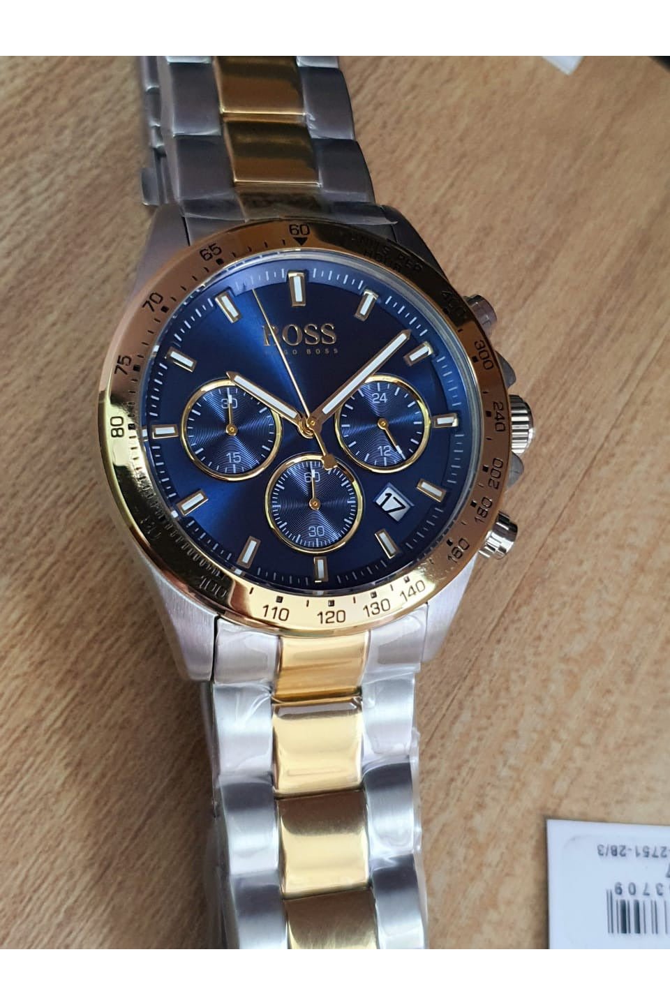 Hugo Boss Hero Blue Dial Two Tone Steel Strap Watch for Men - 1513767 Watches Hugo Boss   
