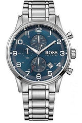 Hugo Boss Aeroliner Blue Dial Silver Steel Strap Watch for Men - 1513183 Watches Hugo Boss   