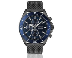 Hugo Boss Ocean Edition Blue Dial Black Mesh Bracelet Watch for Men - 1513702 Watches Hugo Boss   