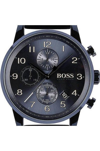 Hugo Boss Navigator Black Dial Black Leather Strap Watch for Men - 1513497 Watches Hugo Boss   