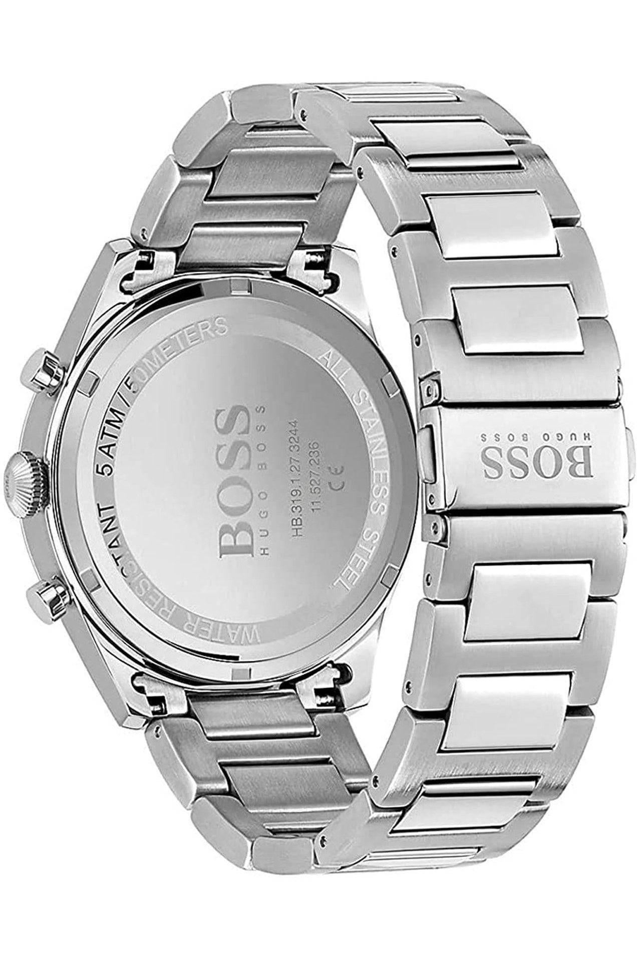 Hugo Boss Pioneer Green Dial Silver Steel Strap Watch for Men - 1513868 Watches Hugo Boss   