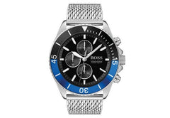 Hugo Boss Ocean Edition Black Dial Silver Mesh Strap Watch for Men - 1513742 Watches Hugo Boss   