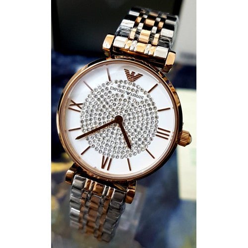 Emporio Armani Gianni T Bar White Dial Two Tone Stainless Steel Watch For Women - AR1926 Watches Emporio Armani   