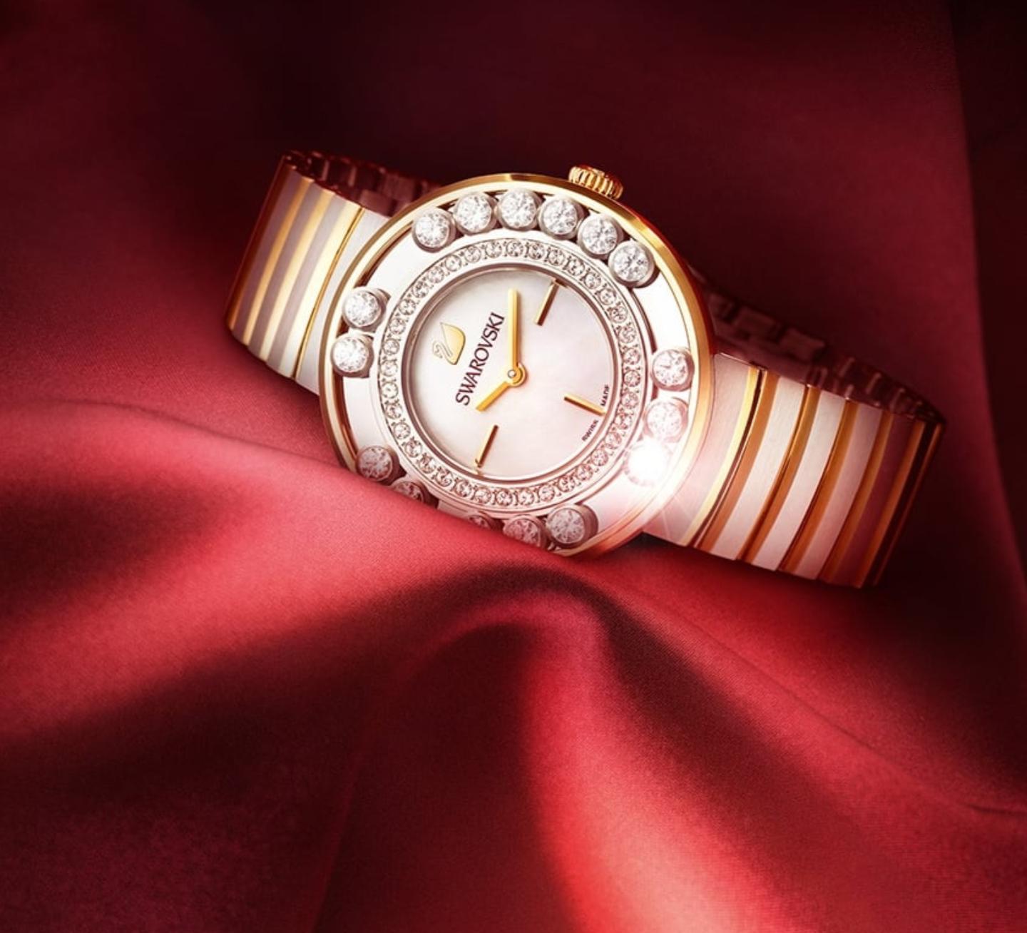 Swarovski Lovely Crystals Mother of Pearl Dial Two Tone Steel Strap Watch for Women - 1187022 Watches Swarovski   