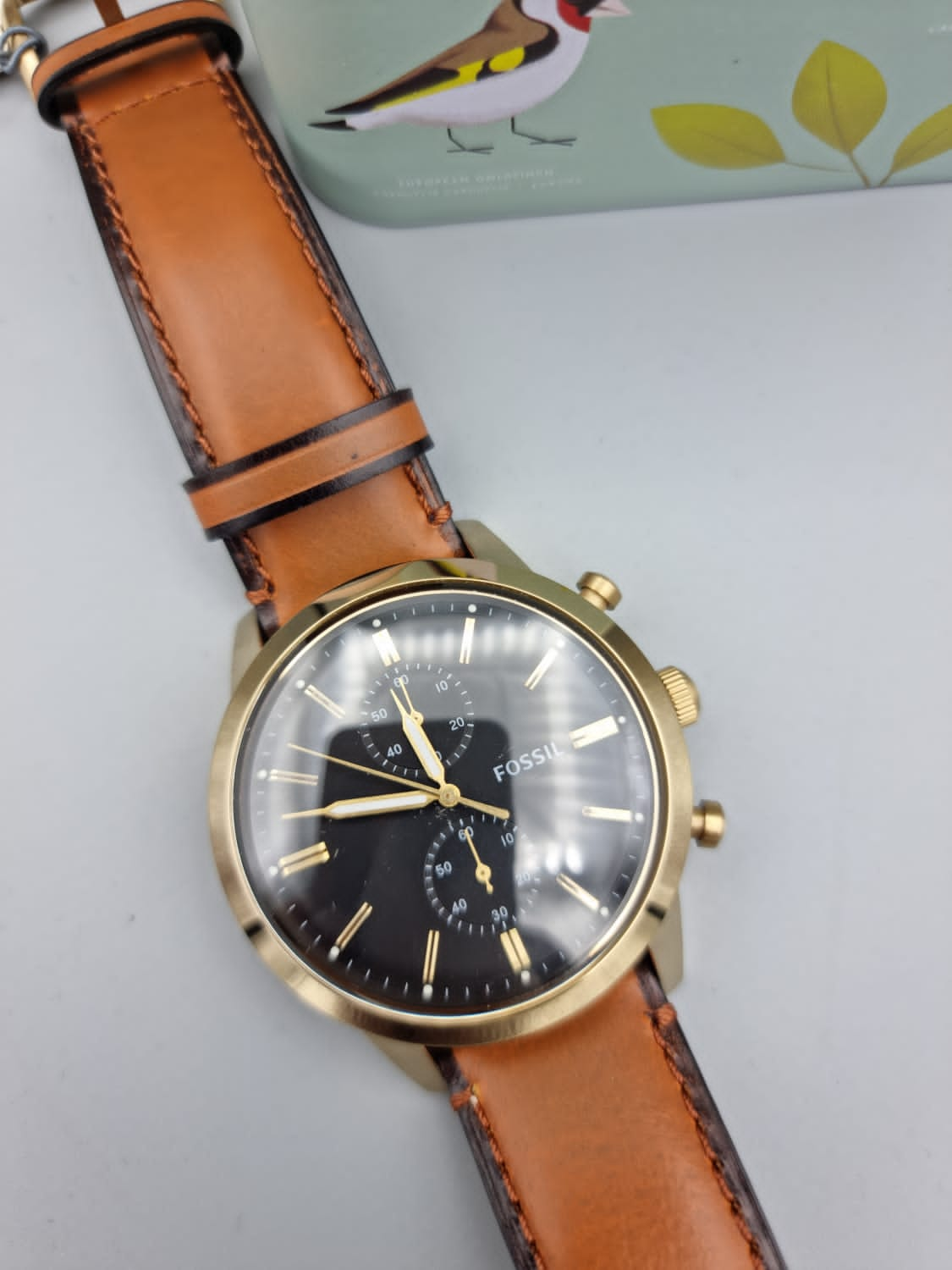 Fossil Townsman Chronograph Black Dial Brown Leather Strap Watch for Men - FS5338 Watches Fossil   