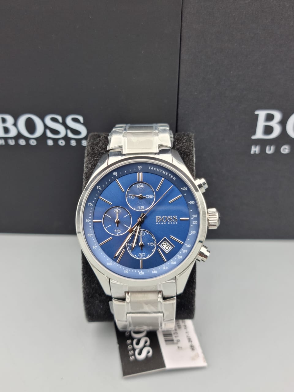 Hugo Boss Grand Prix Blue Dial Silver Steel Strap Watch for Men - 1513478 Watches Hugo Boss   