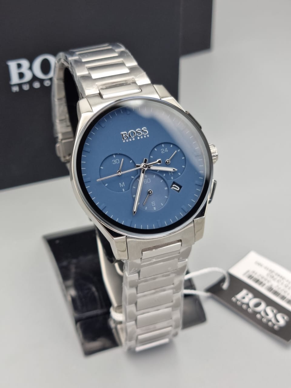 Hugo Boss Peak Chronograph Blue Dial Silver Steel Strap Watch for Men - 1513763 Watches Hugo Boss   