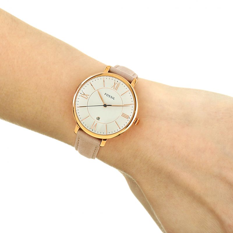 Fossil Jacqueline White Dial Pink Leather Strap Watch for Women - ES3988 Watches Fossil   