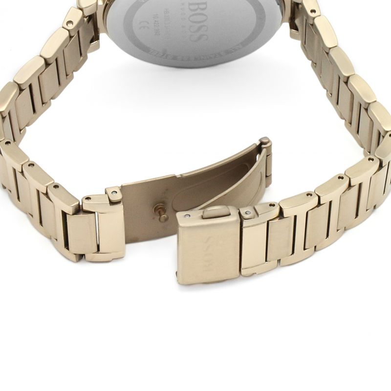 Hugo Boss Flawless Quartz White Dial Gold Steel Strap Watch for Women -1502531 Watches Hugo Boss   
