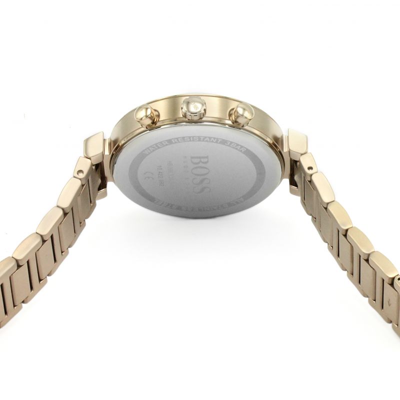 Hugo Boss Flawless Quartz White Dial Gold Steel Strap Watch for Women -1502531 Watches Hugo Boss   