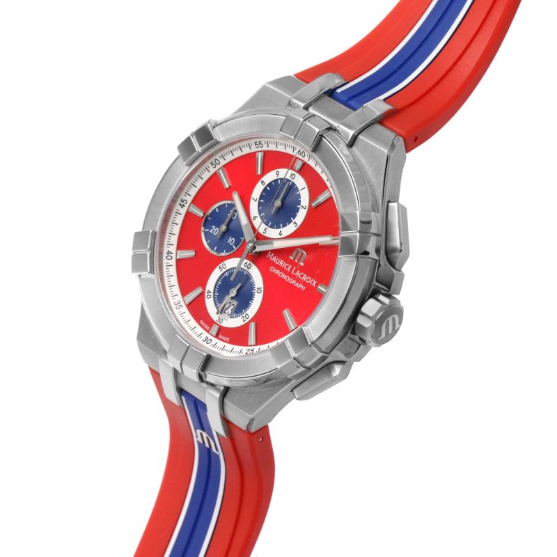 Maurice Lacroix Aikon Beach Volley Vikings Limited Edition Red Dial Red Rubber Strap Watch for Men - AI1018-SS001-530-6 Watches Maurice Lacroix   