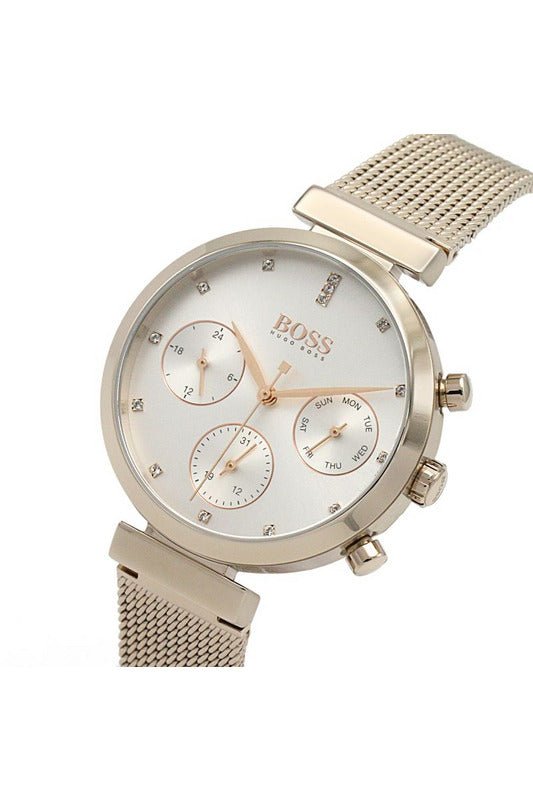 Hugo Boss Flawless White Dial Gold Mesh Bracelet Watch for Women - 1502553 Watches Hugo Boss   