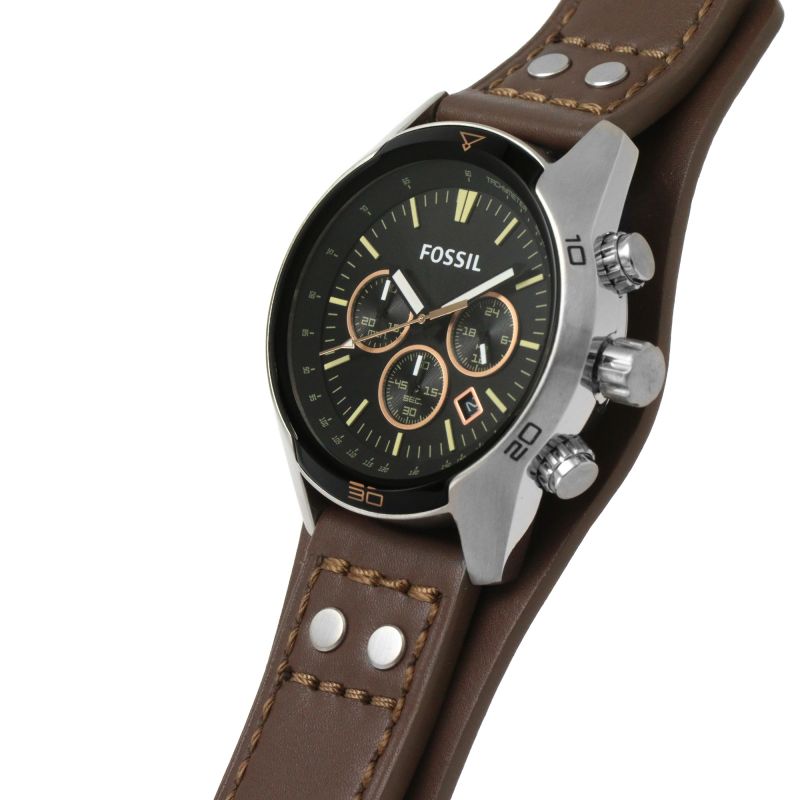 Fossil Coachman Chronograph Black Dial Brown Leather Strap Watch for Men - CH2891 Watches Fossil   