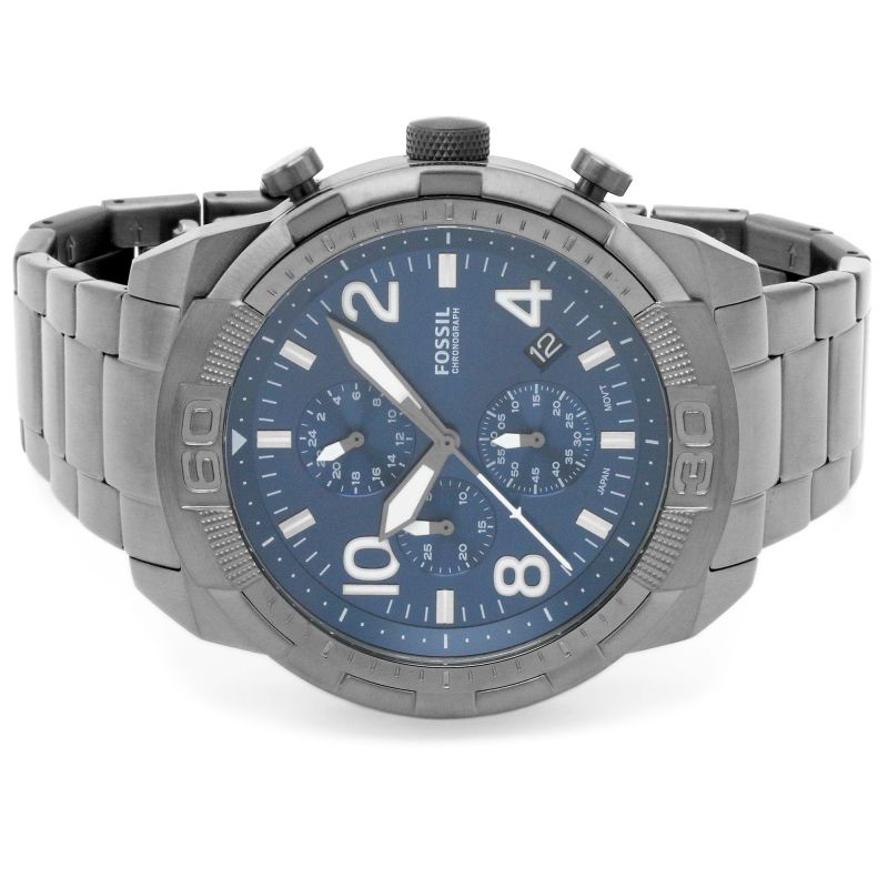 Fossil Bronson Chronograph Blue Dial Grey Steel Strap Watch for Men - FS5711 Watches Fossil   