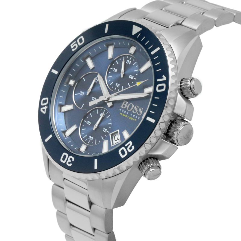 Hugo Boss Ocean Edition Chronograph Blue Dial Silver Steel Strap Watch for Men - 1513704 Watches Hugo Boss   