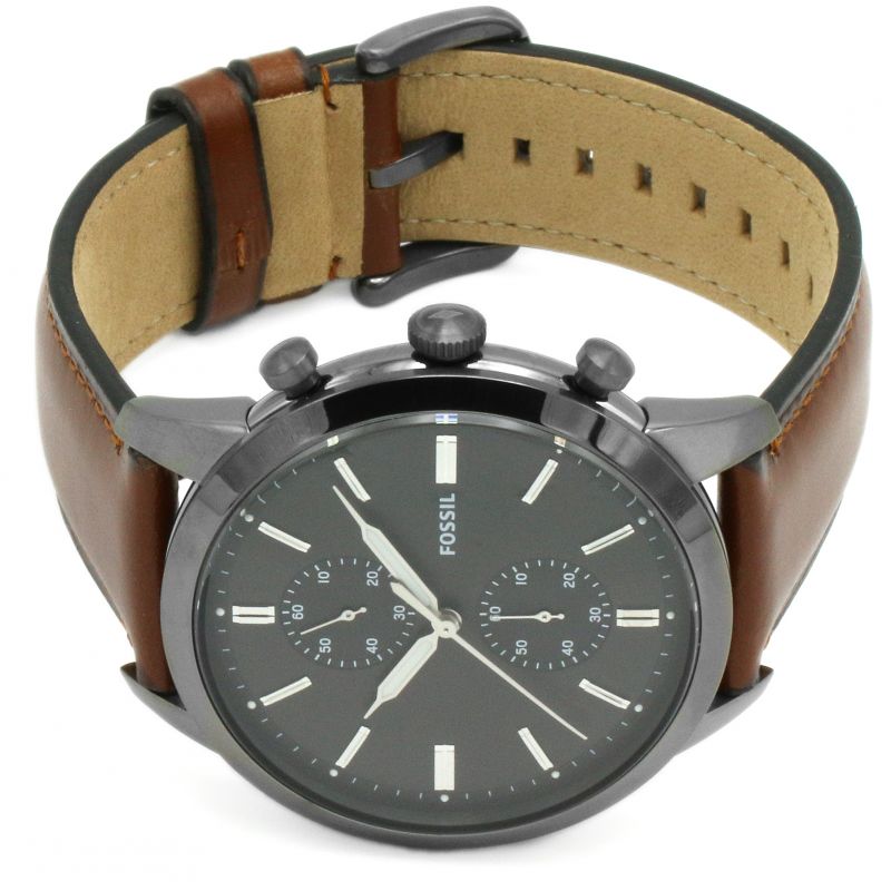 Fossil Townsman Chronograph Gray Dial Brown Leather Strap Watch for Men - FS5522 Watches Fossil   