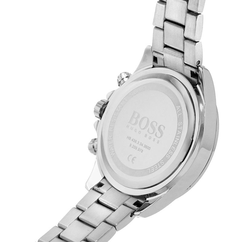 Hugo Boss Novia Chronograph Silver Dial Silver Steel Strap Watch for Women - 1502616 Watches Hugo Boss   