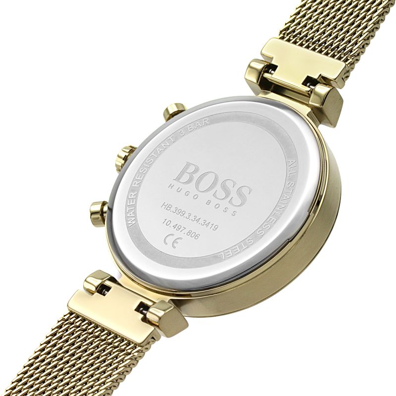 Hugo Boss Flawless White Dial Gold Mesh Bracelet Watch for Women - 1502552 Watches Hugo Boss   