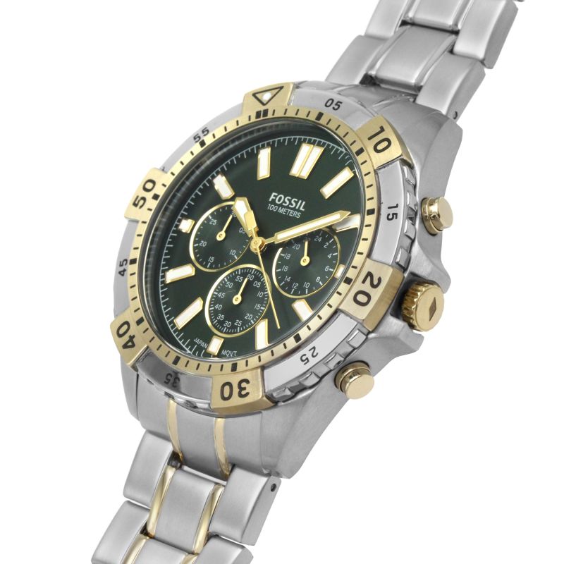 Fossil Garrett Chronograph Green Dial Two Tone Steel Strap Watch for Men - FS5622 Watches Fossil   