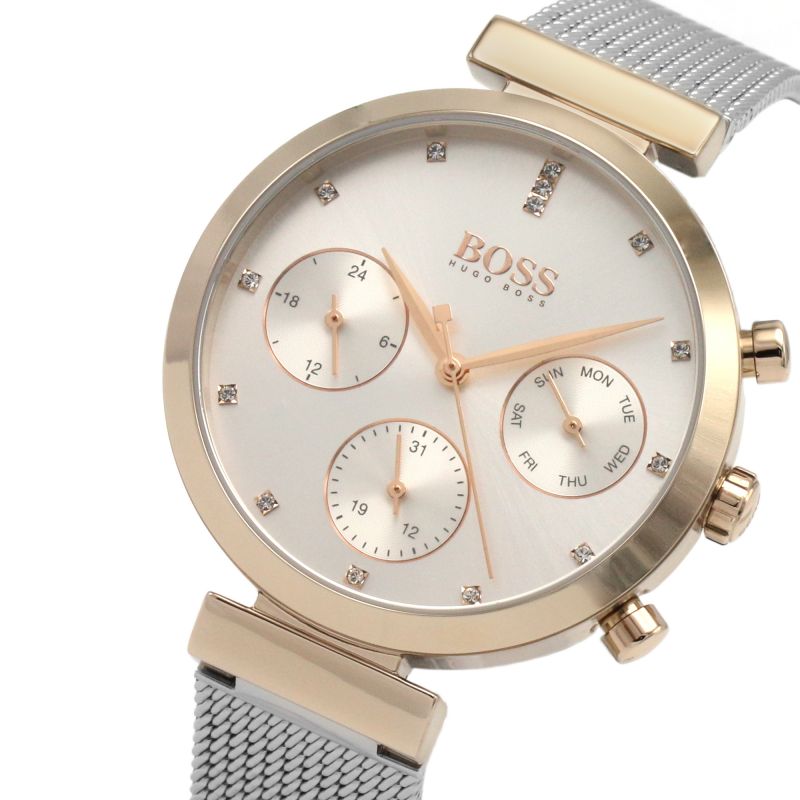 Hugo Boss Flawless Silver Dial Silver Mesh Bracelet Watch for Women -1502551 Watches Hugo Boss   