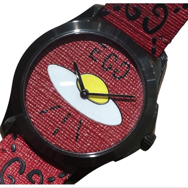 Gucci G Timeless Ghost UFO Red Dial Red Leather Strap Watch For Men - YA1264023 Watches Gucci   