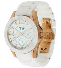 Fossil Ceramic Multifunction White Dial White Steel Strap Watch for Women - CE1006 Watches Fossil   