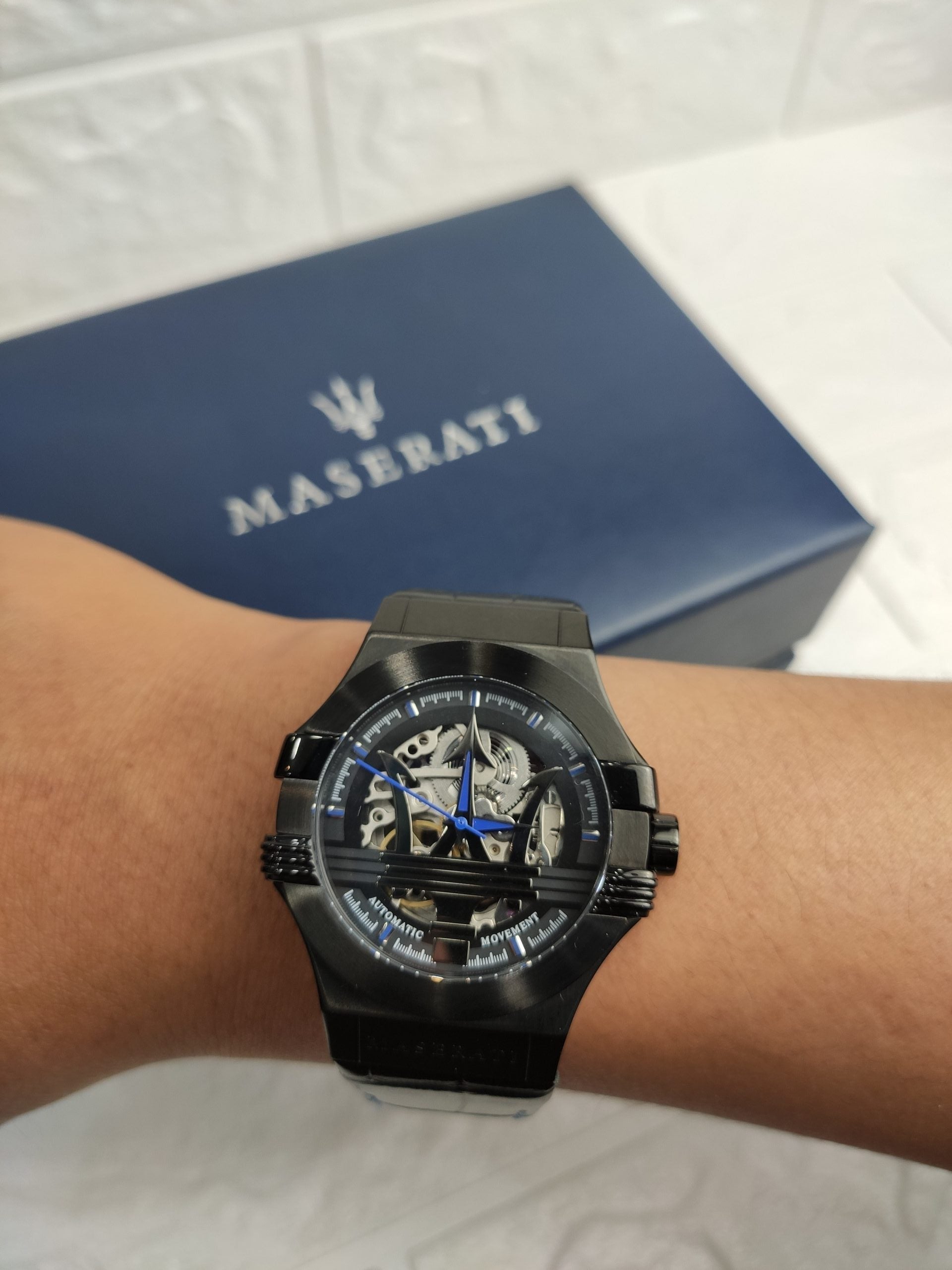 Maserati Potenza Automatic Black Dial Black Leather Strap Watch For Men - R8821108009 Watches Maserati   