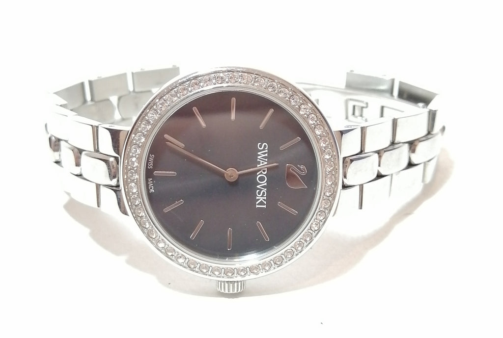 Swarovski Daytime Rhinestone Grey Dial Silver Steel Strap Watch for Women - 5213681 Watches Swarovski   