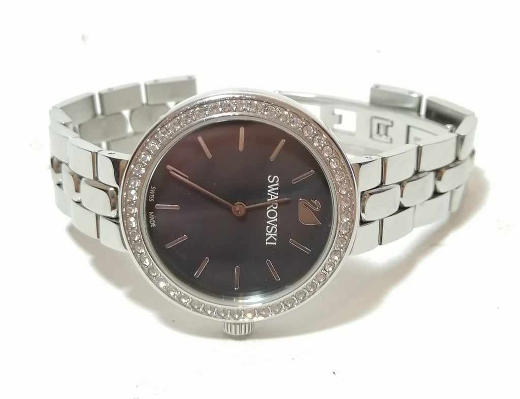 Swarovski Daytime Rhinestone Grey Dial Silver Steel Strap Watch for Women - 5213681 Watches Swarovski   