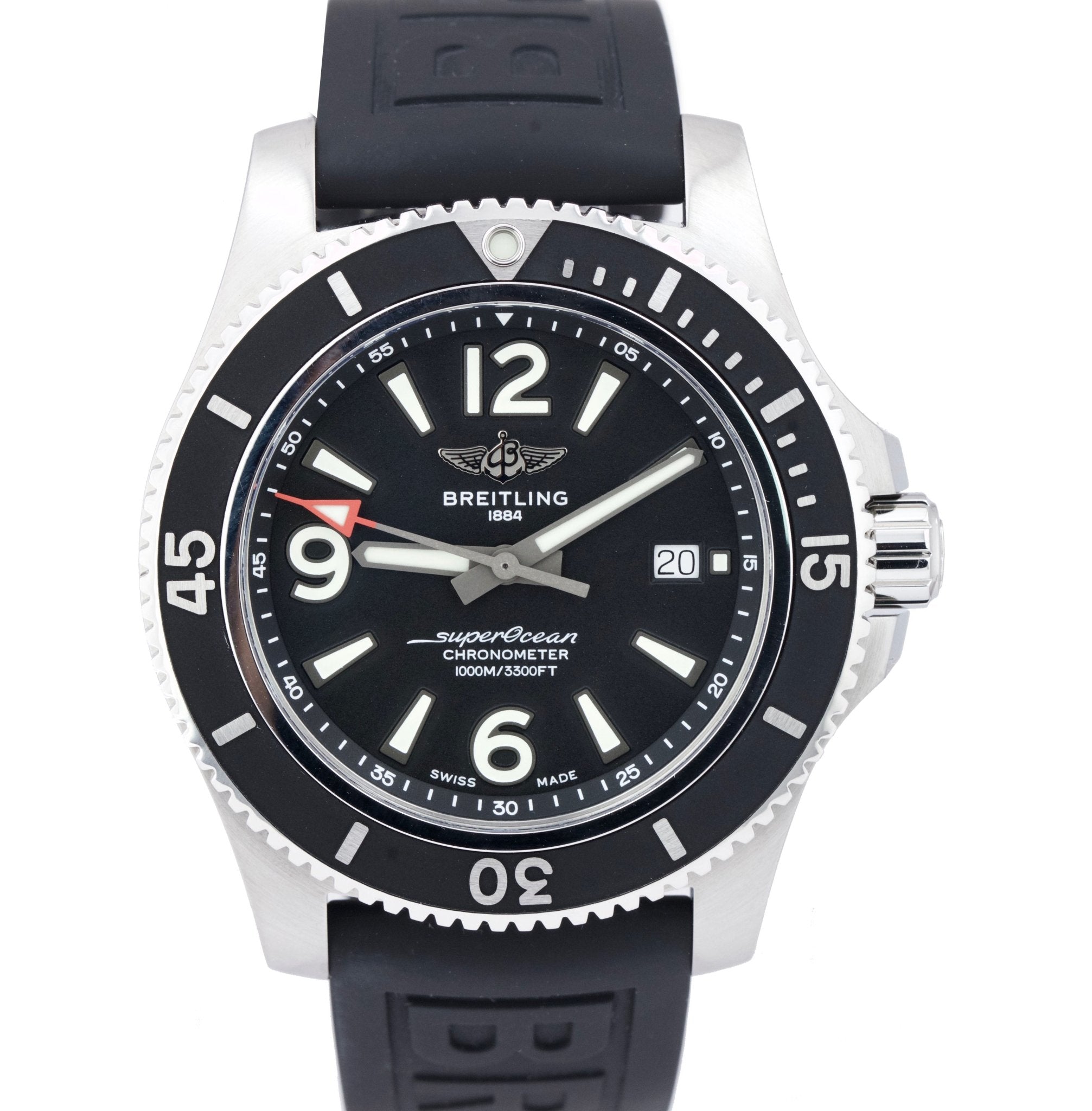 Breitling Superocean II 44mm Black Dial Black Rubber Strap Watch for Men - A17367D71B1S2 Watches Breitling   