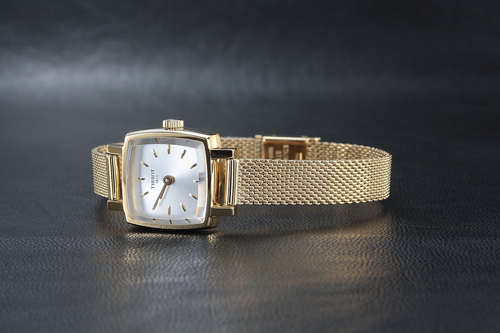 Tissot Lovely Square Gold Mesh Bracelet Watch For Women - T058.109.33.031.00 Watches Tissot   