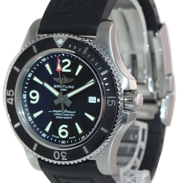 Breitling Superocean II 44mm Black Dial Black Rubber Strap Watch for Men - A17367D71B1S2 Watches Breitling   