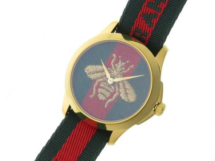 Gucci Le Marche des Merveilles Green & Red Dial Green & Red NATO Strap Unisex Watch - YA126487 Watches Gucci   