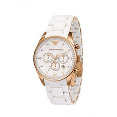 Emporio Armani Sportivo Silver Dial White Silicone Strap Watch For Women - AR5920 Watches Emporio Armani   