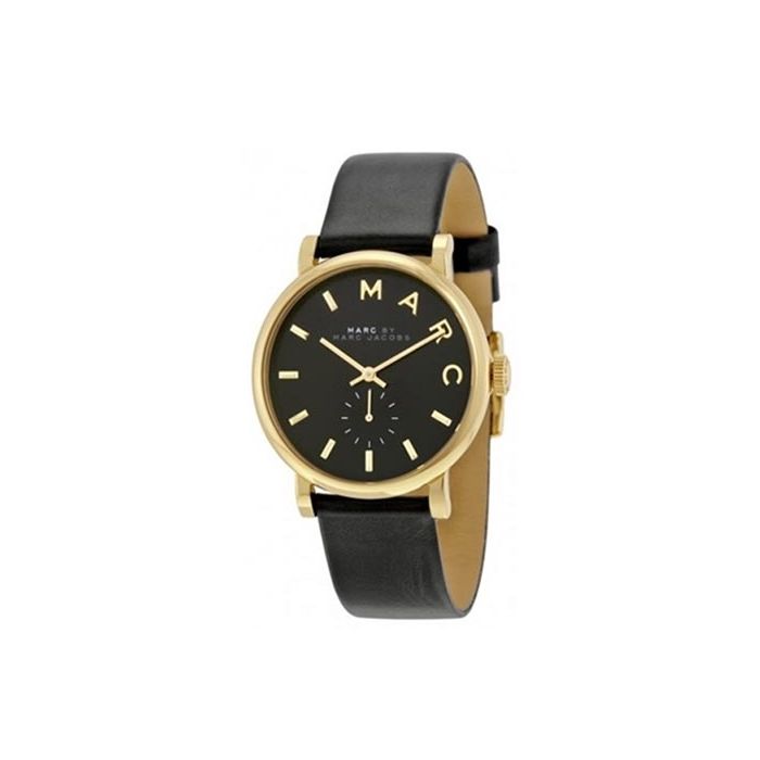 Marc Jacobs Baker Black Dial Black Leather Strap Watch for Women - MBM1269 Watches Marc Jacobs   