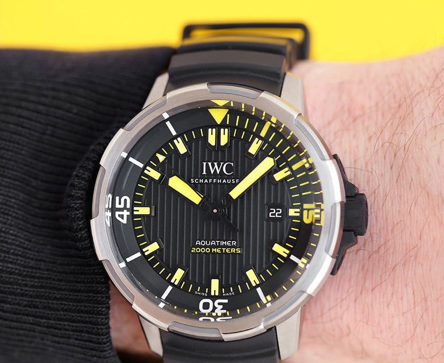 IWC Aquatimer Automatic 2000 Black Dial Black Rubber Strap Watch For Men - IW358001