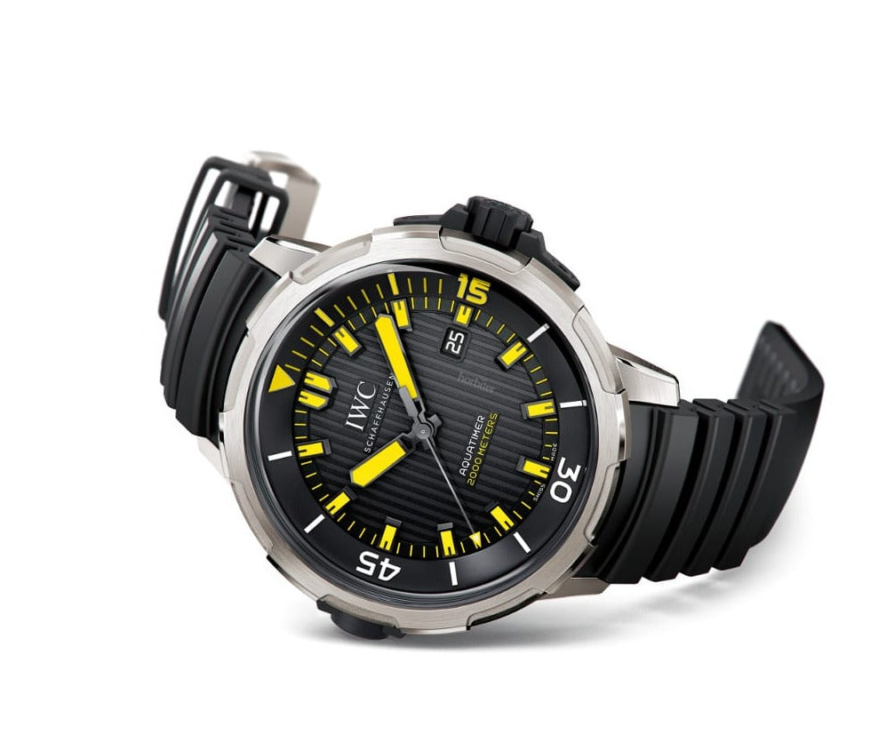 IWC Aquatimer Automatic 2000 Black Dial Black Rubber Strap Watch For Men - IW358001