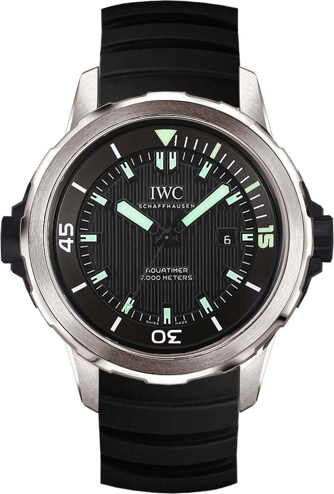 IWC Aquatimer Automatic 2000 Black Dial Black Rubber Strap Watch For Men - IW358002