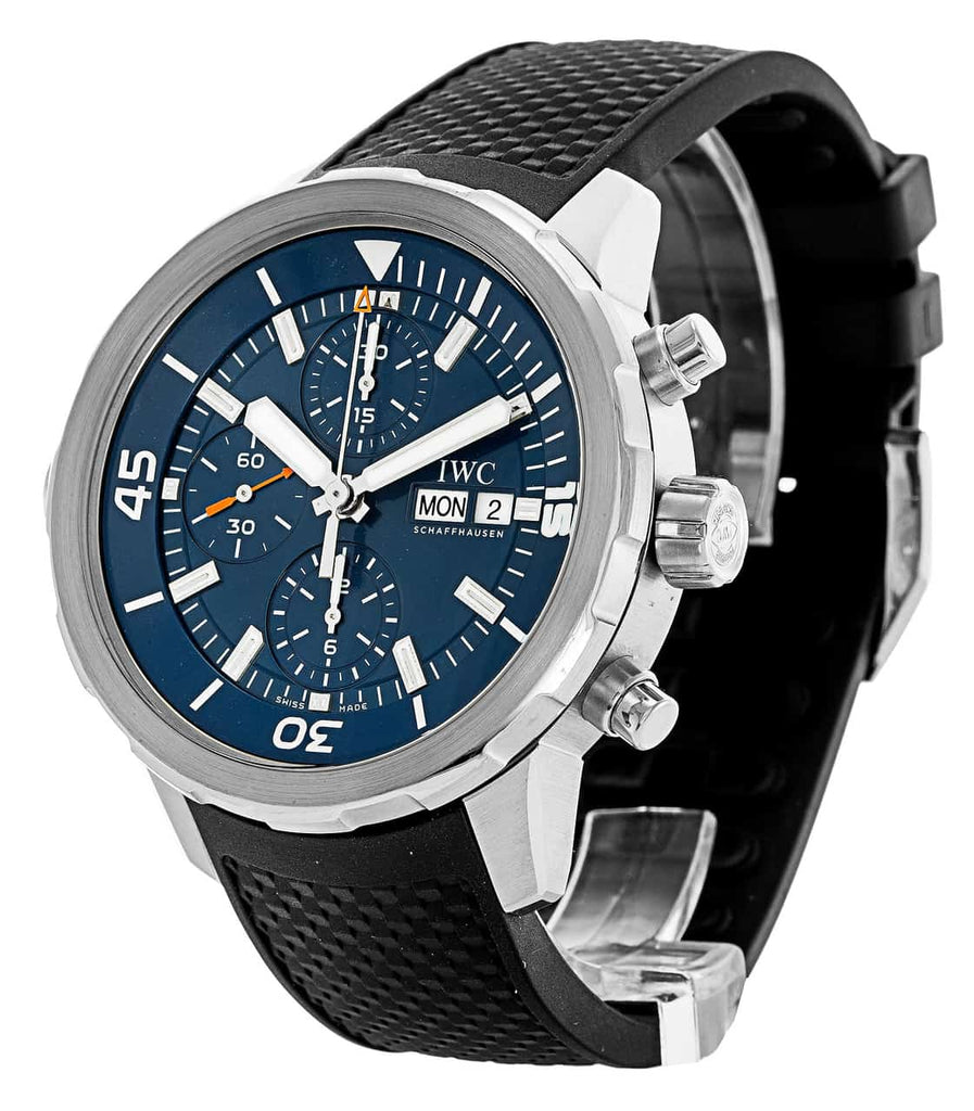 IWC Aquatimer Automatic Chronograph 44mm Blue Dial Black Rubber Strap Watch For Men - IW376805