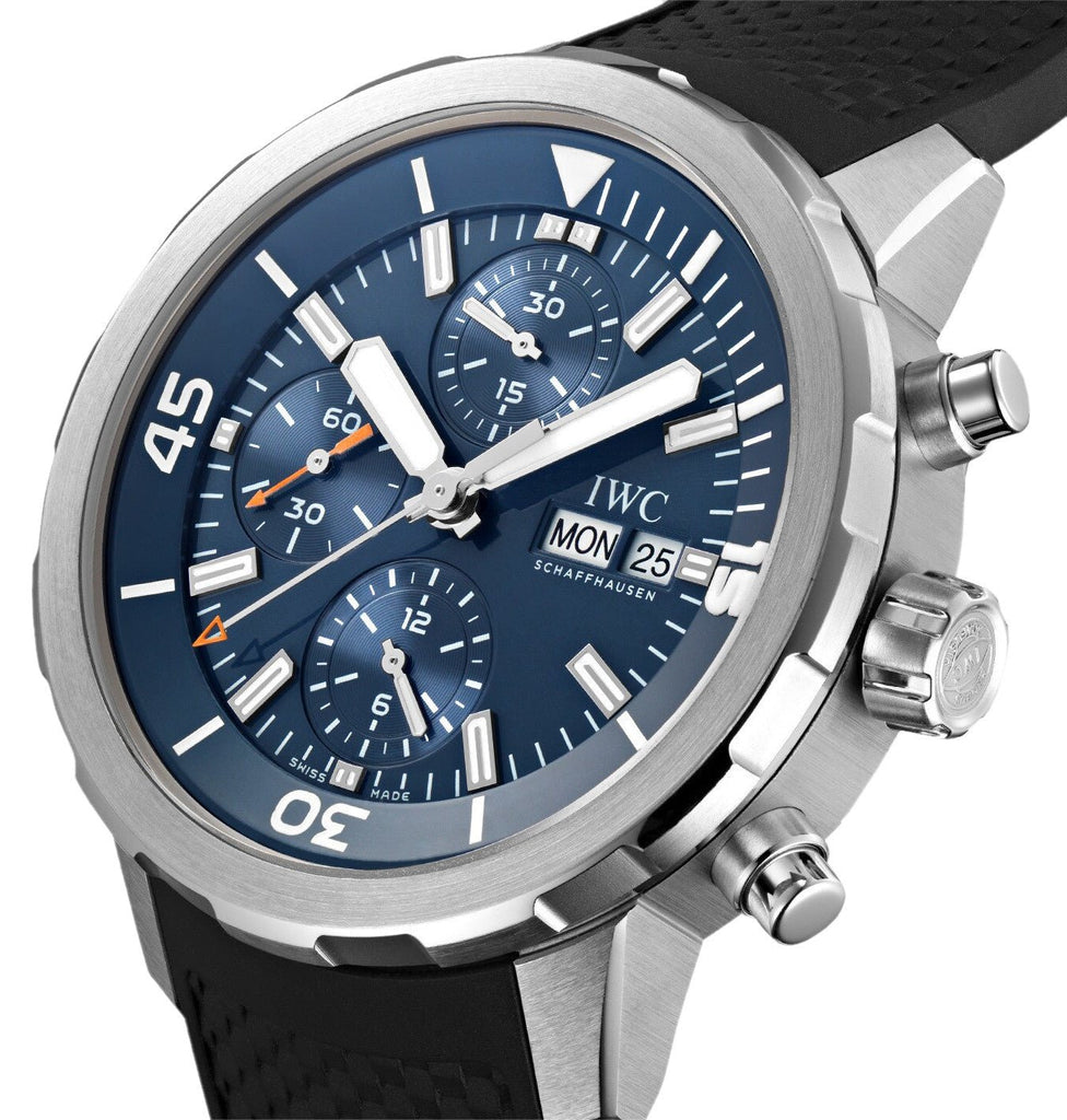 IWC Aquatimer Automatic Chronograph 44mm Blue Dial Black Rubber Strap Watch For Men - IW376805