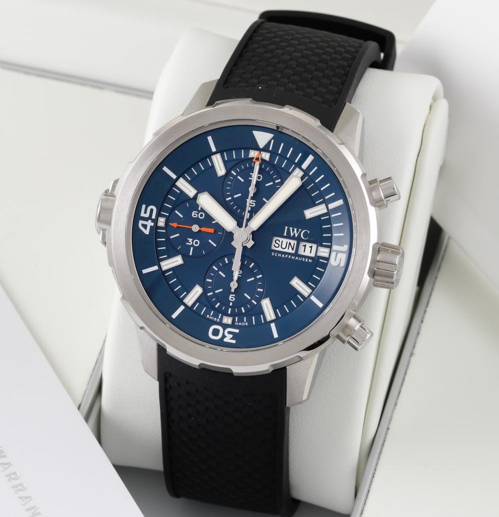 IWC Aquatimer Automatic Chronograph 44mm Blue Dial Black Rubber Strap Watch For Men - IW376805