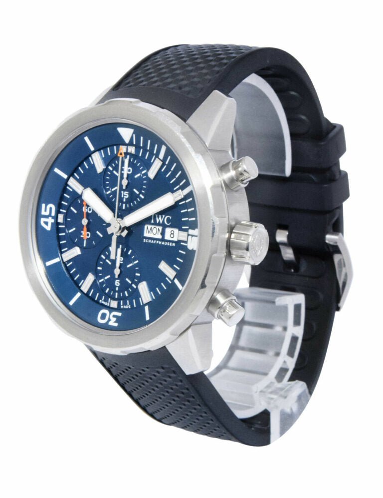 IWC Aquatimer Automatic Chronograph 44mm Blue Dial Black Rubber Strap Watch For Men - IW376805