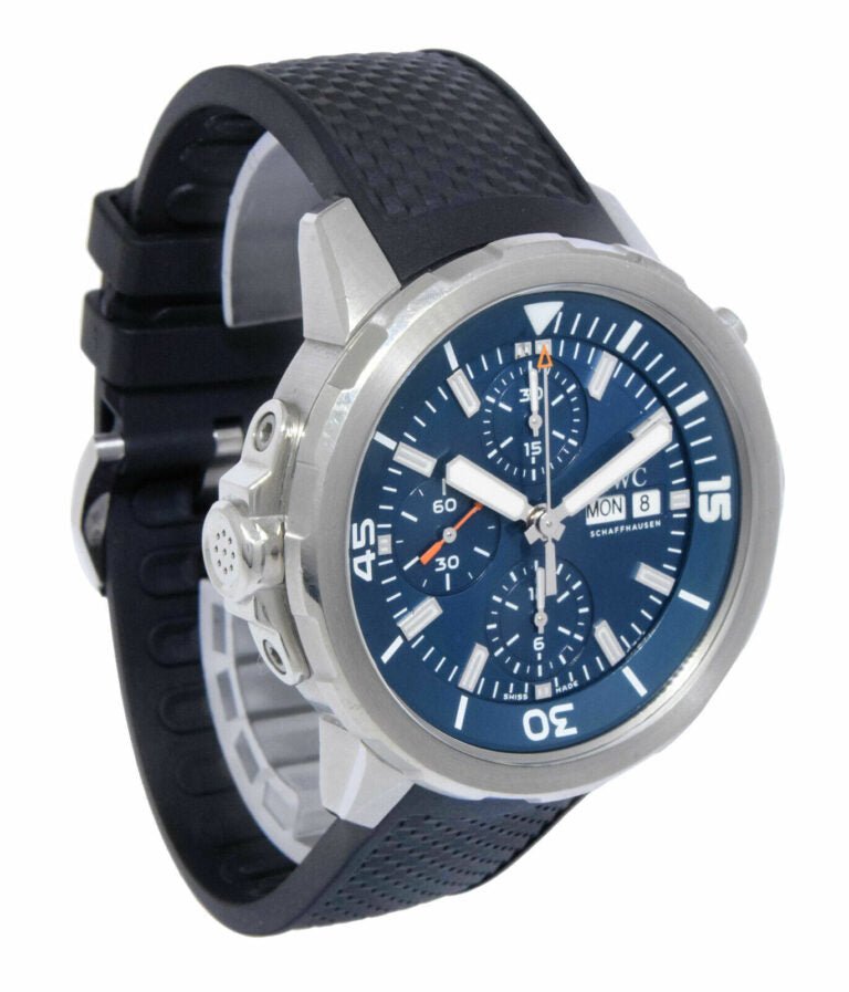 IWC Aquatimer Automatic Chronograph 44mm Blue Dial Black Rubber Strap Watch For Men - IW376805