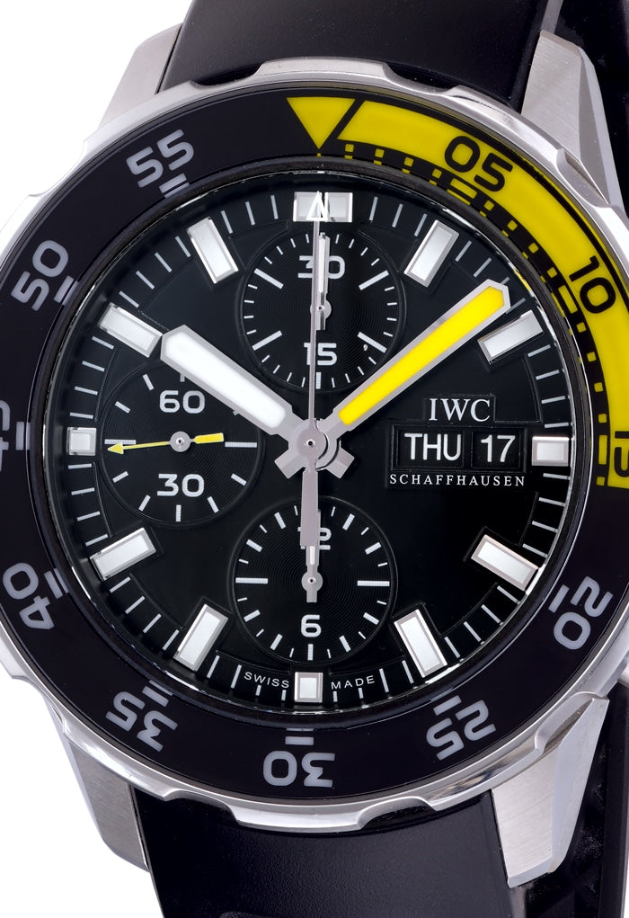 IWC Aquatimer Automatic Chronograph Black Dial Black Rubber Strap Watch For Men - IW376709