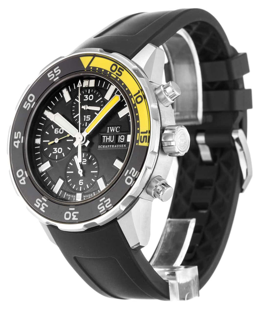 IWC Aquatimer Automatic Chronograph Black Dial Black Rubber Strap Watch For Men - IW376709